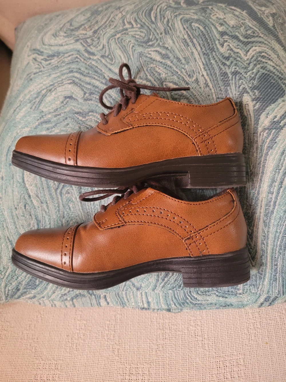 Kids Brown Dress Oxfords Lace-Up Shoes